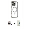 MARSİLYAN™- iPhone 14 Pro Max Kılıf Eksen Klasik Koleksiyonu - Şeffaf Pasifik Cam Ekran Koruyucu + Bilvis Titan Kamera Lens - DNMR