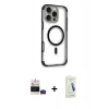 MARSİLYAN™- iPhone 14 Pro Max Kılıf Eksen Klasik Koleksiyonu - Şeffaf Pasifik Cam Ekran Koruyucu + Bilvis Titan Kamera Lens - DNMR