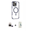 MARSİLYAN™- iPhone 14 Pro Max Kılıf Eksen Klasik Koleksiyonu - Şeffaf Pasifik Cam Ekran Koruyucu + Bilvis Titan Kamera Lens - DNMR