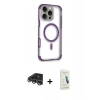 MARSİLYAN™- iPhone 14 Pro Max Kılıf Eksen Klasik Koleksiyonu - Şeffaf Pasifik Cam Ekran Koruyucu + Raze Metal Kamera Lens - GS