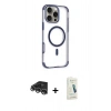 MARSİLYAN™- iPhone 14 Pro Max Kılıf Eksen Klasik Koleksiyonu - Şeffaf Pasifik Cam Ekran Koruyucu + Raze Metal Kamera Lens - GS