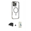 MARSİLYAN™- iPhone 14 Pro Max Kılıf Eksen Klasik Koleksiyonu - Şeffaf Pasifik Cam Ekran Koruyucu + Raze Metal Kamera Lens - GS