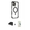MARSİLYAN™- iPhone 14 Pro Max Kılıf Eksen Klasik Koleksiyonu - Şeffaf Pasifik Cam Ekran Koruyucu + Raze Metal Kamera Lens - GS