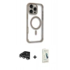 MARSİLYAN™- iPhone 14 Pro Max Kılıf Eksen Klasik Koleksiyonu - Şeffaf Pasifik Cam Ekran Koruyucu + Raze Metal Kamera Lens - GS