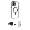MARSİLYAN™- iPhone 14 Pro Max Kılıf Eksen Klasik Koleksiyonu - Şeffaf Pasifik Cam Ekran Koruyucu + Raze Metal Kamera Lens - GD