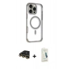 MARSİLYAN™- iPhone 14 Pro Max Kılıf Eksen Klasik Koleksiyonu - Şeffaf Pasifik Cam Ekran Koruyucu + Raze Metal Kamera Lens - GD