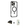 MARSİLYAN™- iPhone 14 Pro Max Kılıf Eksen Klasik Koleksiyonu - Şeffaf Pasifik Cam Ekran Koruyucu + Raze Metal Kamera Lens - GD