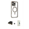 MARSİLYAN™- iPhone 14 Pro Max Kılıf Eksen Klasik Koleksiyonu - Şeffaf Pasifik Cam Ekran Koruyucu + Raze Metal Kamera Lens - GD