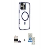 MARSİLYAN™- iPhone 14 Pro Max Kılıf Eksen Klasik Koleksiyonu - Şeffaf Royal Nano Ekran Koruyucu + Bilvis Titan Kamera Lens - GS