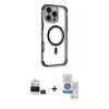 MARSİLYAN™- iPhone 14 Pro Max Kılıf Eksen Klasik Koleksiyonu - Şeffaf Royal Nano Ekran Koruyucu + Bilvis Titan Kamera Lens - DNMR
