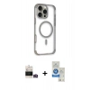 MARSİLYAN™- iPhone 14 Pro Max Kılıf Eksen Klasik Koleksiyonu - Şeffaf Royal Nano Ekran Koruyucu + Gold Bilvis Titan Kamera Lens
