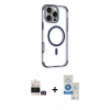 MARSİLYAN™- iPhone 14 Pro Max Kılıf Eksen Klasik Koleksiyonu - Şeffaf Royal Nano Ekran Koruyucu + Gold Bilvis Titan Kamera Lens