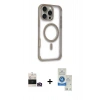 MARSİLYAN™- iPhone 14 Pro Max Kılıf Eksen Klasik Koleksiyonu - Şeffaf Royal Nano Ekran Koruyucu + Gold Bilvis Titan Kamera Lens