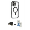 MARSİLYAN™- iPhone 14 Pro Max Kılıf Eksen Klasik Koleksiyonu - Şeffaf Royal Nano Ekran Koruyucu + Raze Metal Kamera Lens - GD