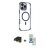 MARSİLYAN™- iPhone 14 Pro Max Kılıf Eksen Klasik Koleksiyonu - Şeffaf Royal Nano Ekran Koruyucu + Raze Metal Kamera Lens - GD