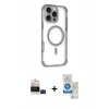 MARSİLYAN™- iPhone 14 Pro Max Kılıf Eksen Klasik Koleksiyonu - Şeffaf Royal Nano Ekran Koruyucu + Siyah Bilvis Titan Kamera Lens