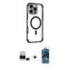 MARSİLYAN™- iPhone 14 Pro Max Kılıf Eksen Klasik Koleksiyonu - Siyah 18D Cam Ekran Koruyucu + Bilvis Titan Kamera Lens - DNMR