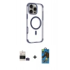 MARSİLYAN™- iPhone 14 Pro Max Kılıf Eksen Klasik Koleksiyonu - Siyah 18D Cam Ekran Koruyucu + Bilvis Titan Kamera Lens - GS