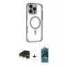 MARSİLYAN™- iPhone 14 Pro Max Kılıf Eksen Klasik Koleksiyonu - Siyah 18D Cam Ekran Koruyucu + Gold Raze Metal Kamera Lens
