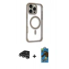 MARSİLYAN™- iPhone 14 Pro Max Kılıf Eksen Klasik Koleksiyonu - Siyah 18D Cam Ekran Koruyucu + Raze Metal Kamera Lens - GS