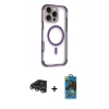 MARSİLYAN™- iPhone 14 Pro Max Kılıf Eksen Klasik Koleksiyonu - Siyah 18D Cam Ekran Koruyucu + Raze Metal Kamera Lens - GS