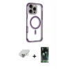 MARSİLYAN™- iPhone 14 Pro Max Kılıf Eksen Klasik Koleksiyonu - Siyah 360 Mat Full Body Arka Koruyucu + Band Metal Kamera Lens - GD