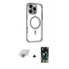 MARSİLYAN™- iPhone 14 Pro Max Kılıf Eksen Klasik Koleksiyonu - Siyah 360 Mat Full Body Arka Koruyucu + Band Metal Kamera Lens - GD