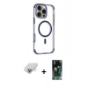 MARSİLYAN™- iPhone 14 Pro Max Kılıf Eksen Klasik Koleksiyonu - Siyah 360 Mat Full Body Arka Koruyucu + Band Metal Kamera Lens - GD