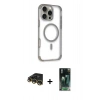 MARSİLYAN™- iPhone 14 Pro Max Kılıf Eksen Klasik Koleksiyonu - Siyah 360 Mat Full Body Arka Koruyucu + Gold Raze Metal Kamera Lens