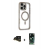 MARSİLYAN™- iPhone 14 Pro Max Kılıf Eksen Klasik Koleksiyonu - Siyah 360 Mat Full Body Arka Koruyucu + Gold Raze Metal Kamera Lens