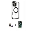 MARSİLYAN™- iPhone 14 Pro Max Kılıf Eksen Klasik Koleksiyonu - Siyah 360 Mat Full Body Arka Koruyucu + Bilvis Titan Kamera Lens - GS