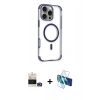 MARSİLYAN™- iPhone 14 Pro Max Kılıf Eksen Klasik Koleksiyonu - Siyah 3D Antistatik Cam Ekran Koruyucu + Bilvis Titan Kamera Lens - GD