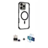 MARSİLYAN™- iPhone 14 Pro Max Kılıf Eksen Klasik Koleksiyonu - Siyah 3D Antistatik Cam Ekran Koruyucu + Bilvis Titan Kamera Lens - SH