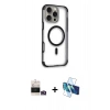 MARSİLYAN™- iPhone 14 Pro Max Kılıf Eksen Klasik Koleksiyonu - Siyah 3D Antistatik Cam Ekran Koruyucu + Bilvis Titan Kamera Lens - GD