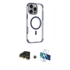 MARSİLYAN™- iPhone 14 Pro Max Kılıf Eksen Klasik Koleksiyonu - Siyah 3D Antistatik Cam Ekran Koruyucu + Raze Metal Kamera Lens - GD