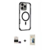 MARSİLYAN™- iPhone 14 Pro Max Kılıf Eksen Klasik Koleksiyonu - Siyah 6D Mat Seramik Hayalet Nano Ekran Koruyucu + Bilvis Titan Kamera Lens - GD