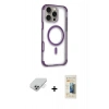 MARSİLYAN™- iPhone 14 Pro Max Kılıf Eksen Klasik Koleksiyonu - Siyah 6D Mat Seramik Hayalet Nano Ekran Koruyucu + Band Metal Kamera Lens - GS