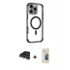 MARSİLYAN™- iPhone 14 Pro Max Kılıf Eksen Klasik Koleksiyonu - Siyah 6D Mat Seramik Hayalet Nano Ekran Koruyucu + Raze Metal Kamera Lens - GS