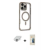MARSİLYAN™- iPhone 14 Pro Max Kılıf Eksen Klasik Koleksiyonu - Siyah 6D Mat Seramik Hayalet Nano Ekran Koruyucu + Band Metal Kamera Lens - GS
