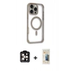 MARSİLYAN™- iPhone 14 Pro Max Kılıf Eksen Klasik Koleksiyonu - Siyah 6D Mat Seramik Hayalet Nano Ekran Koruyucu + PVD Metal Kamera Lens - TU