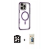 MARSİLYAN™- iPhone 14 Pro Max Kılıf Eksen Klasik Koleksiyonu - Siyah 6D Mat Seramik Hayalet Nano Ekran Koruyucu + PVD Metal Kamera Lens - TU