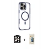 MARSİLYAN™- iPhone 14 Pro Max Kılıf Eksen Klasik Koleksiyonu - Siyah 6D Mat Seramik Hayalet Nano Ekran Koruyucu + PVD Metal Kamera Lens - TU