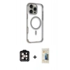 MARSİLYAN™- iPhone 14 Pro Max Kılıf Eksen Klasik Koleksiyonu - Siyah 6D Mat Seramik Hayalet Nano Ekran Koruyucu + PVD Metal Kamera Lens - TU