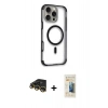 MARSİLYAN™- iPhone 14 Pro Max Kılıf Eksen Klasik Koleksiyonu - Siyah 6D Mat Seramik Hayalet Nano Ekran Koruyucu + Raze Metal Kamera Lens - GD