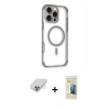 MARSİLYAN™- iPhone 14 Pro Max Kılıf Eksen Klasik Koleksiyonu - Siyah 6D Mat Seramik Hayalet Nano Ekran Koruyucu + Band Metal Kamera Lens - GS