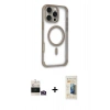 MARSİLYAN™- iPhone 14 Pro Max Kılıf Eksen Klasik Koleksiyonu - Siyah 6D Mat Seramik Hayalet Nano Ekran Koruyucu + Gold Bilvis Titan Kamera Lens
