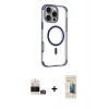 MARSİLYAN™- iPhone 14 Pro Max Kılıf Eksen Klasik Koleksiyonu - Siyah 6D Mat Seramik Hayalet Nano Ekran Koruyucu + Gold Bilvis Titan Kamera Lens