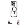 MARSİLYAN™- iPhone 14 Pro Max Kılıf Eksen Klasik Koleksiyonu - Siyah Bilvis 3D Mat Cam Ekran Koruyucu + Bilvis Titan Kamera Lens - DNMR