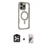 MARSİLYAN™- iPhone 14 Pro Max Kılıf Eksen Klasik Koleksiyonu - Siyah Bilvis 3D Mat Cam Ekran Koruyucu + PVD Metal Kamera Lens - TU