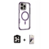 MARSİLYAN™- iPhone 14 Pro Max Kılıf Eksen Klasik Koleksiyonu - Siyah Bilvis 3D Mat Cam Ekran Koruyucu + PVD Metal Kamera Lens - TU